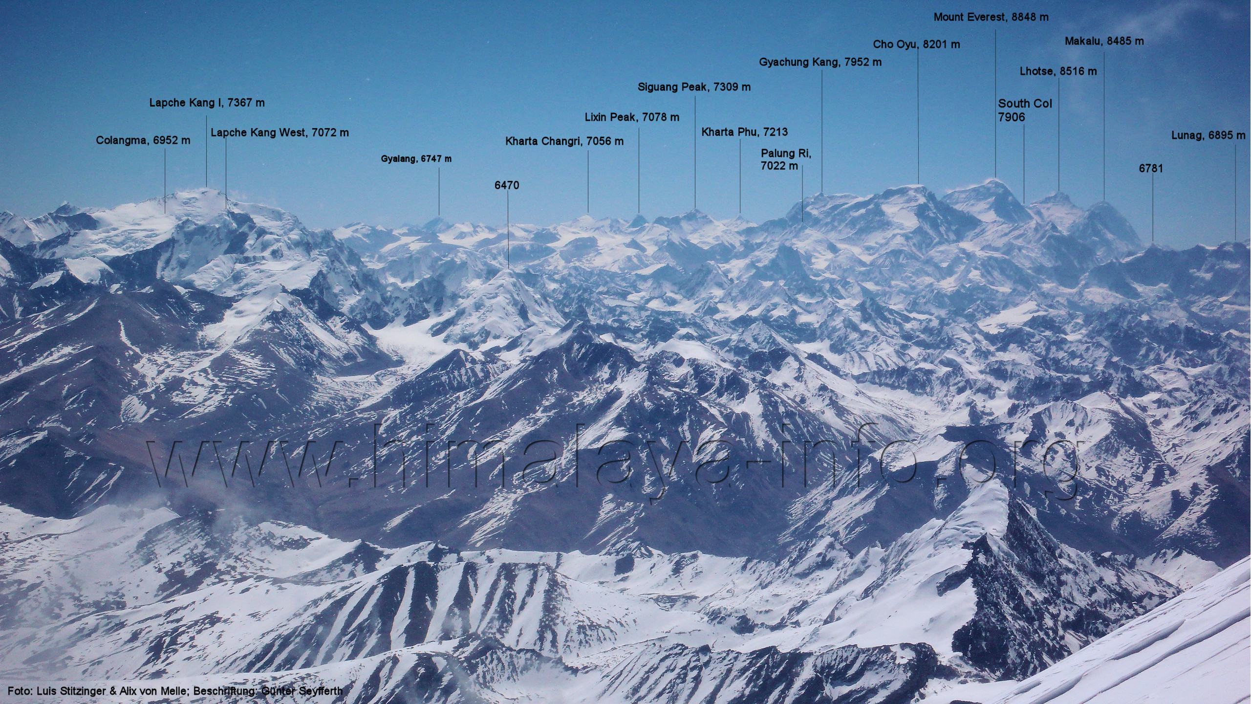 Эверест и Лхоцзе и Макалу на карте